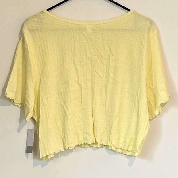NWT BP by Nordstrom Short Sleeve Lettuce Trim Henley Scoop Crop - 3X - Picture 5 of 5